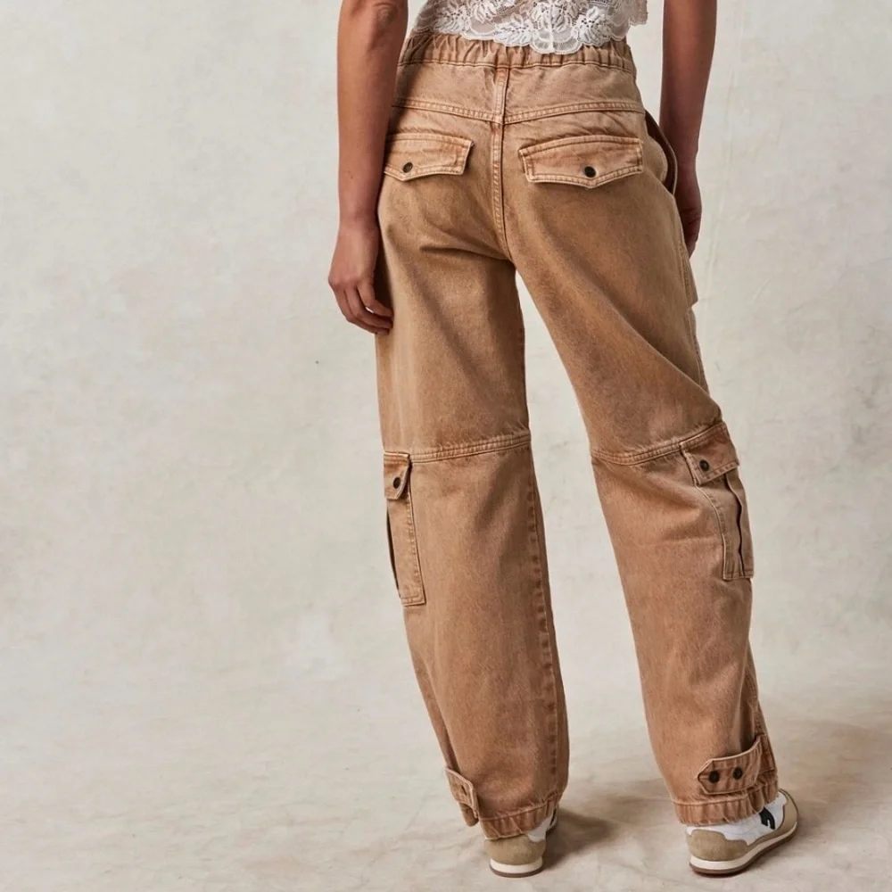 We The Free NWT Max Slouchy Cargo Jeans Mid-Rise Wide-Leg Oversized Washed